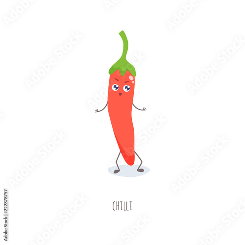 Cute cartoon chilli pepper vector illustration.