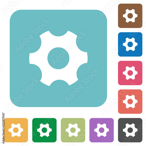 Single cogwheel rounded square flat icons
