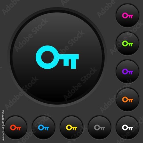 Old key dark push buttons with color icons