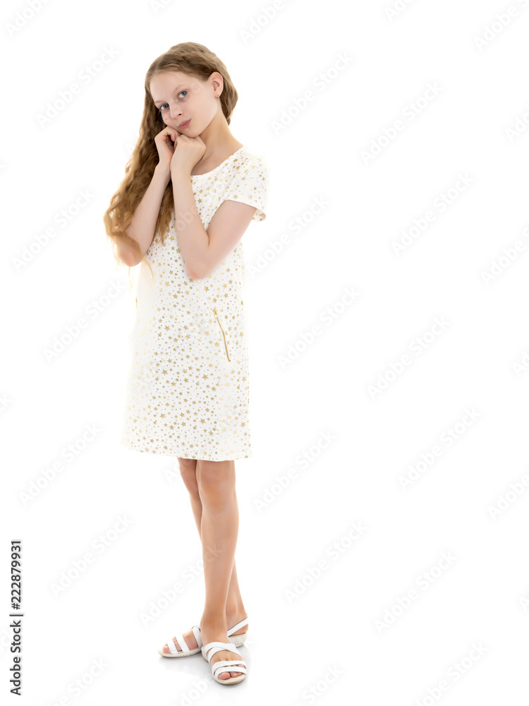 Beautiful school girl with long silky hair. Beautiful school girl with long silky hair.