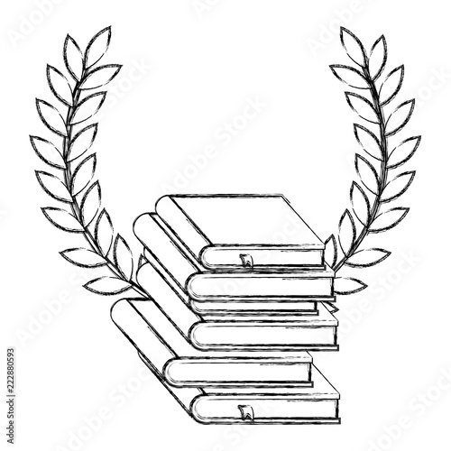 pile text books with wreath crown