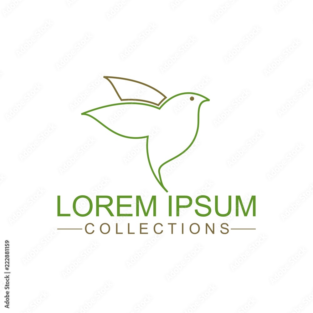 Flying Bird Logo design abstract vector template linear style. Dove Pigeon Logotype concept outline icon. Flying Bird Logo design abstract vector template linear style. Dove Pigeon Logotype concept outline icon.