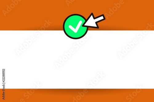 Flat design business Vector Illustration Empty template esp isolated Minimalist graphic layout template for advertising. Arrow cursor pointing to Round Button on the left side Pointer pressing