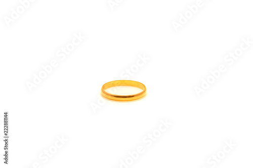 Two gold rings for wedding on white isolated background