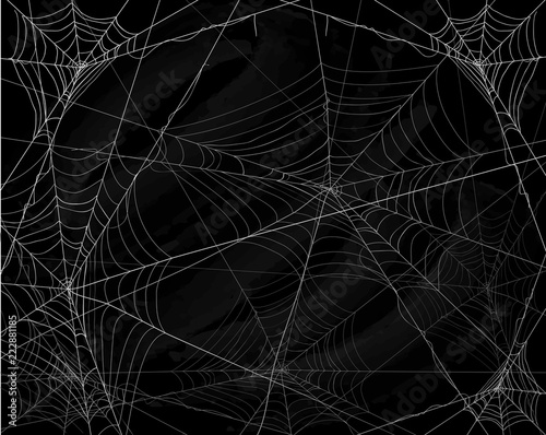 Fototapeta Black Halloween background with spiderwebs