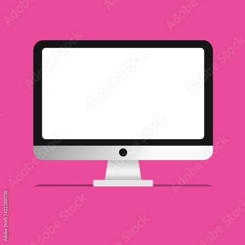 Flat design business Vector Illustration concept copy text for esp Web banners promotional material mock up template. Desktop Computer Display Monitor Mounted Wide Screen Device PC Hardware