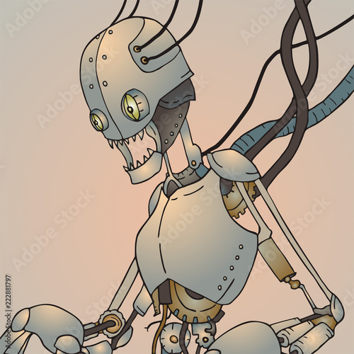 futuristic broken robot