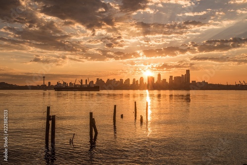 Seattle Sunrise from Alki Beach photo