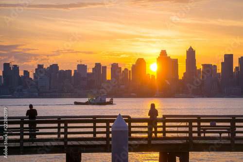 Fotografie Fishermen at first light in Seattle