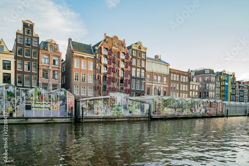 Afternoon view of the flower market, canal