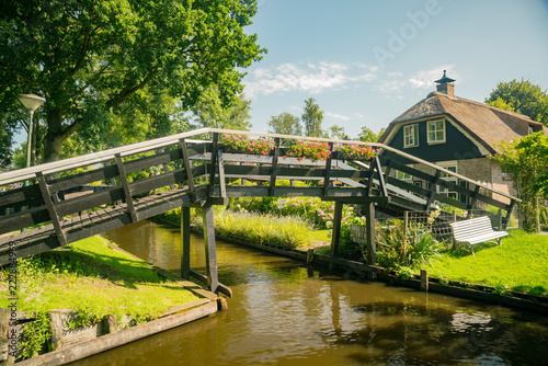 Beautiful canal view and traditional house of Giethoorn