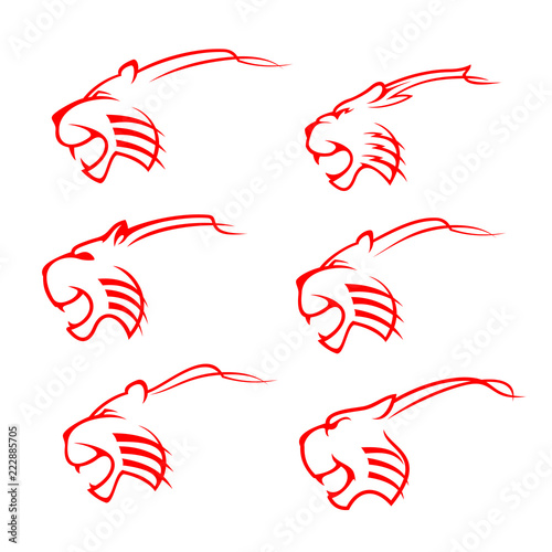 Fototapeta Naklejka Na Ścianę i Meble -  Tiger animal wild cat mascot silhouette