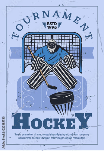 Ice hockey goalie in gates