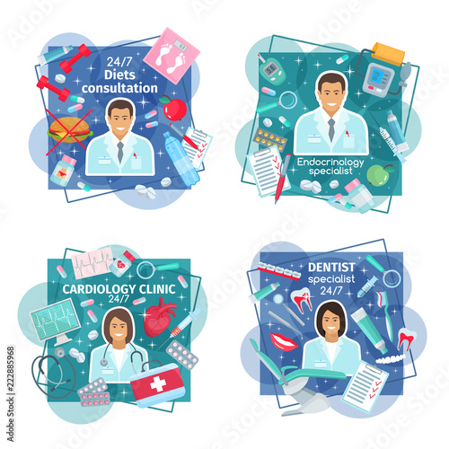 Doctors with tools, pills and human organs