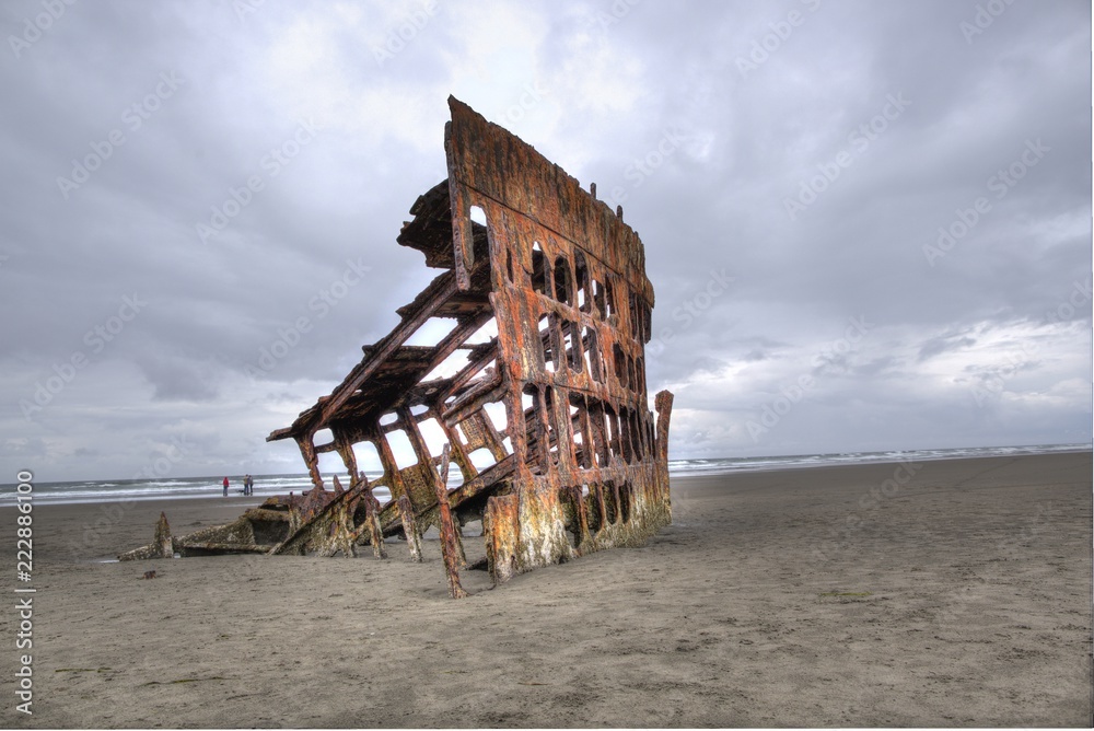 Shipwreck Peter Iredale on Astoria Beach in Oregon