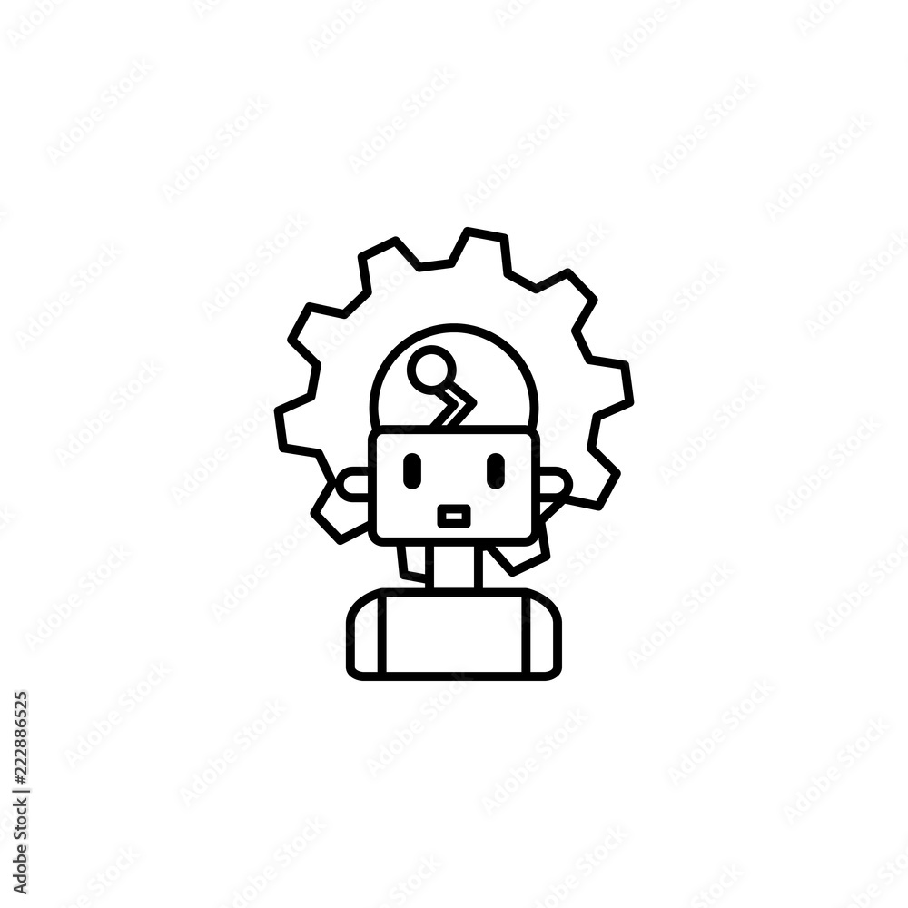 Machine robot smart concept line icon. Simple element illustration. Machine robot concept outline symbol design from artificial intelligence set Machine robot smart concept line icon. Simple element illustration. Machine robot concept outline symbol design from artificial intelligence set