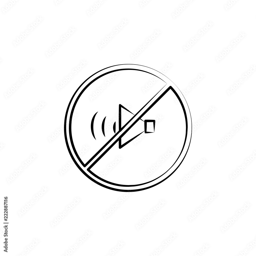 Forbidden sound, no sound concept line icon. Simple element illustration. No sound concept outline symbol design from Motherhood set. Can be used for web and mobile UI/UX Forbidden sound, no sound concept line icon. Simple element illustration. No sound concept outline symbol design from Motherhood set. Can be used for web and mobile UI/UX