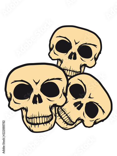 Familie Crew 3 Freunde Team Trio Schadel Skelett Tot Tod Knochen Horror Halloween Maske Kopf Totenkopf Bose Comic Cartoon Clipart Lus Stock Illustration Adobe Stock