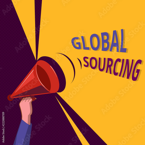Conceptual hand writing showing Global Sourcing. Business photo showcasing practice of sourcing from the global market for goods. photo