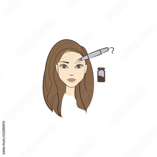 eyebrow tattoo colored icon. Element of beauty and anti aging icon for mobile concept and web apps. Color eyebrow tattoo icon can be used for web and mobile