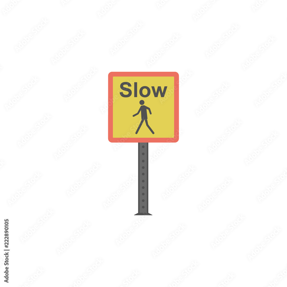 Slow pedestrian sign colored icon. Element of road signs and junctions icon for mobile concept and web apps. Colored Slow pedestrian sign can be used for web and mobile Slow pedestrian sign colored icon. Element of road signs and junctions icon for mobile concept and web apps. Colored Slow pedestrian sign can be used for web and mobile