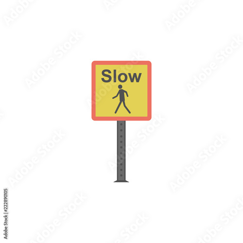 Slow pedestrian sign colored icon. Element of road signs and junctions icon for mobile concept and web apps. Colored Slow pedestrian sign can be used for web and mobile