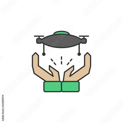 Care drone hand colored icon. Element of Virtual reality icon for mobile concept and web apps. Color Care drone hand icon can be used for web and mobile
