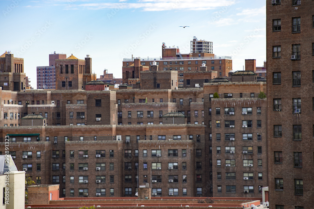 Some public houses and apartments seen from the Brooklyn Bridge in Manhattan, New York, USA. Some public houses and apartments seen from the Brooklyn Bridge in Manhattan, New York, USA.