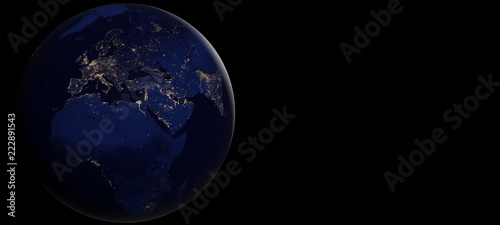 world focused on Europe with night lights. elements of this image furnished by NASA © wetzkaz