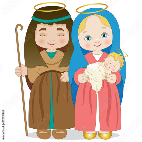 Sacra famiglia su sfondo bianco