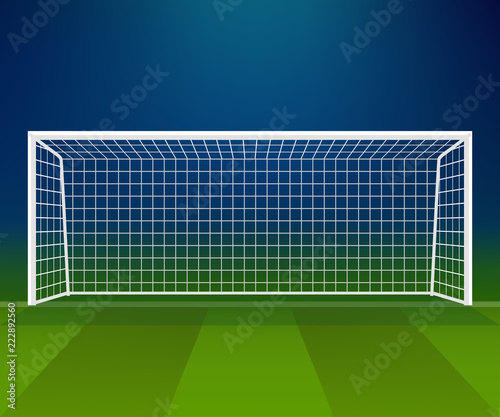 Soccer Goal, Football goalpost with net on a stadium background.