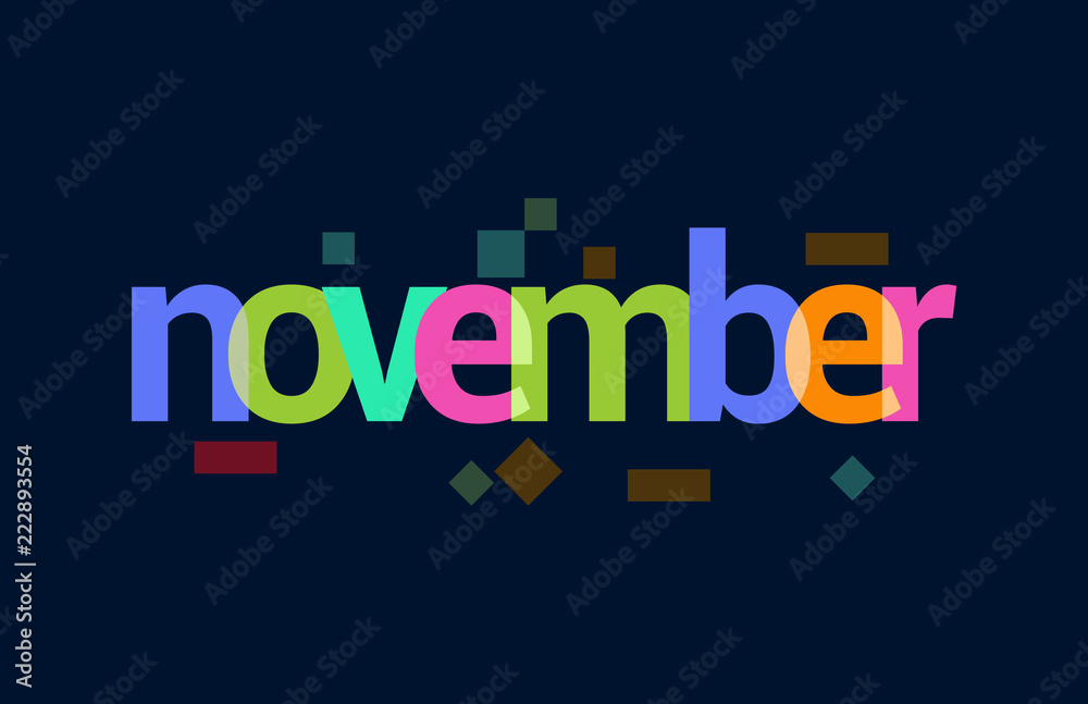 November Colourful Overlapping Vector Letter Design in Dark Background