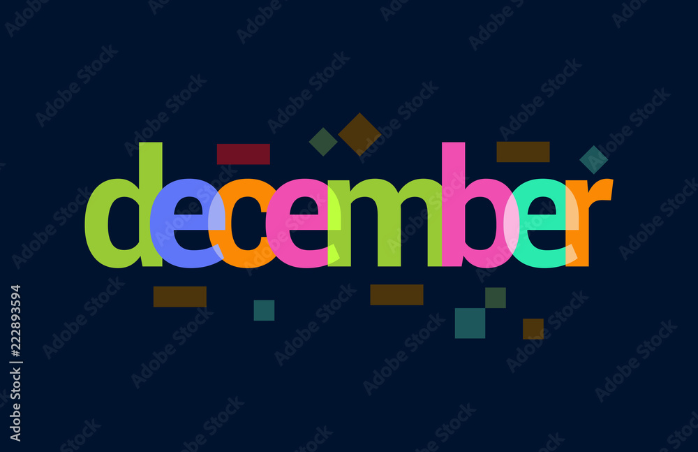 December Colourful Overlapping Vector Letter Design in Dark Background