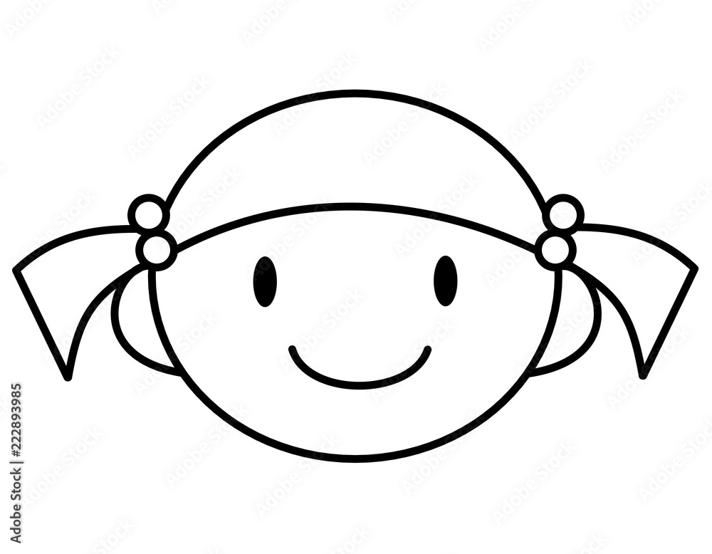 Obraz premium 女の子飾り目口(線画)