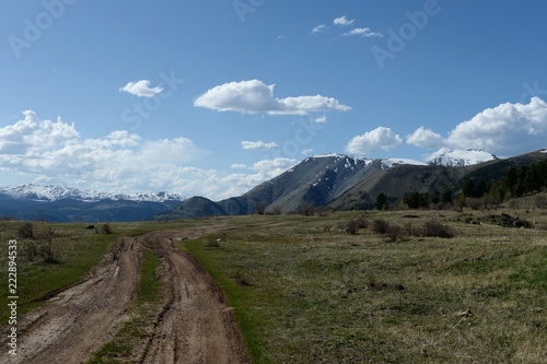 Mountain road in the area of the river Yarlyamry. Mountain Altai photo