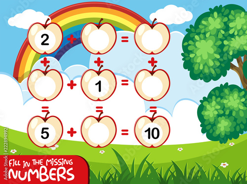 Fill in the missing numbers apple concept