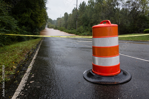 Vászonkép Waxhaw, North Carolina - September 16, 2018: Police barricade the road after a b