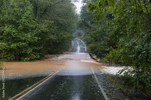 Fotomurale Waxhaw, North Carolina - September 16, 2018: Rainwater from Hurricane Florence w
