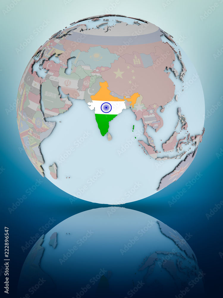 Obraz premium India on political globe