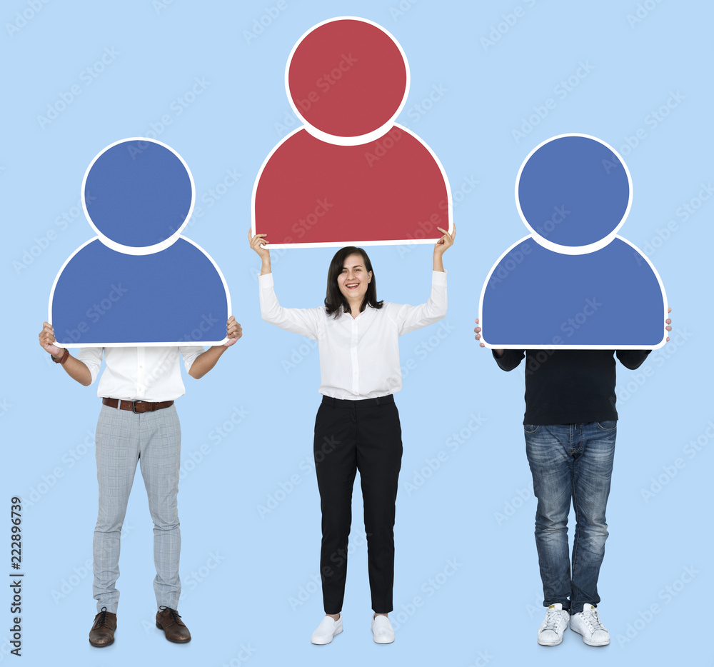 Obraz premium Diverse people holding user icons