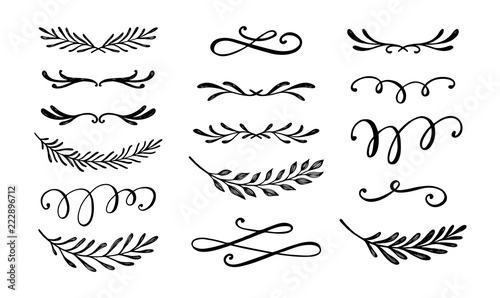 Handdrawn dividers set. Collection of vector borders, swirls, flourishes. photo
