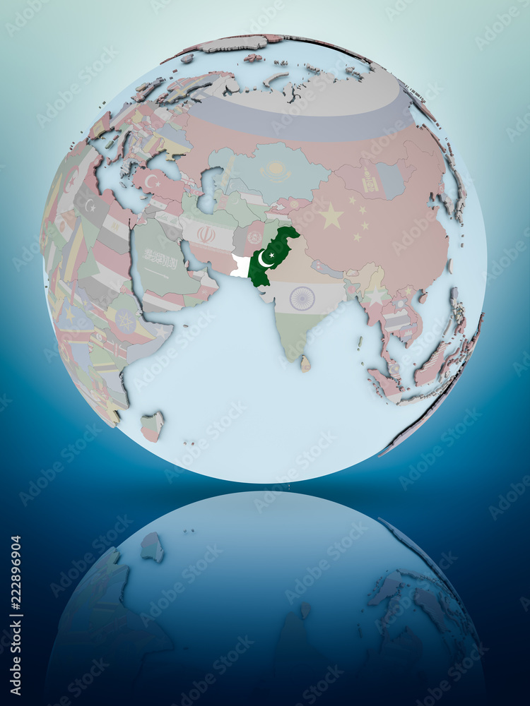 Obraz premium Pakistan on political globe