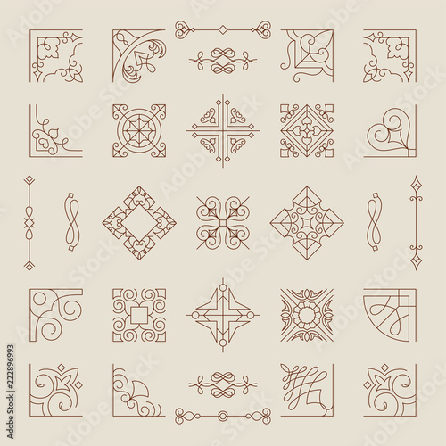 Collection of vintage ornament frame illustration