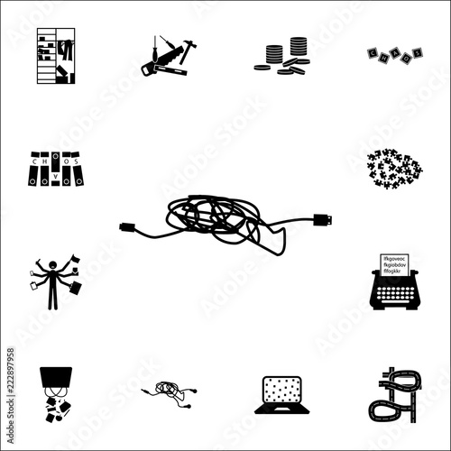 Tangled cable icon. chaos icons universal set for web and mobile