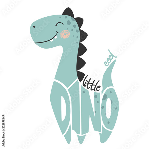 Dinosaur baby boy cute print. Little cool dino slogan and lettering. photo