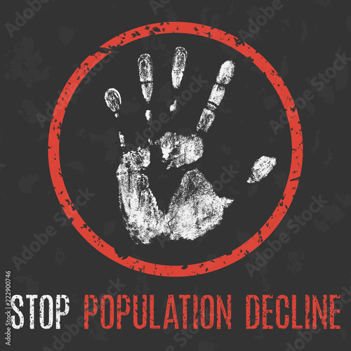 Vector illustration. Social problems of humanity. Stop population decline