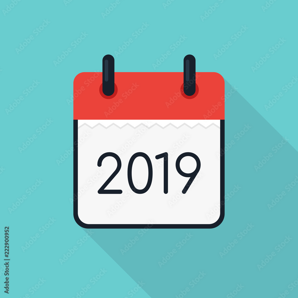2019 Calendar icon minimal modern flat design style 2019 Calendar icon minimal modern flat design style