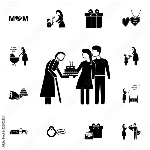 adult give gifts mom  icon. Mother's Day icons universal set for web and mobile