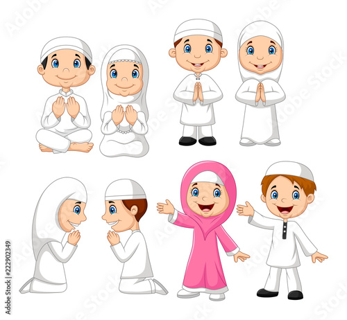 Cartoon Muslim kid collection set