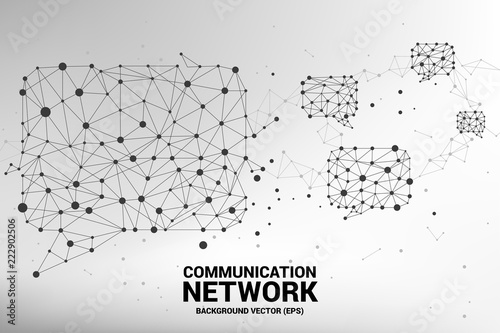 talk bubble icon with dot and line connections.